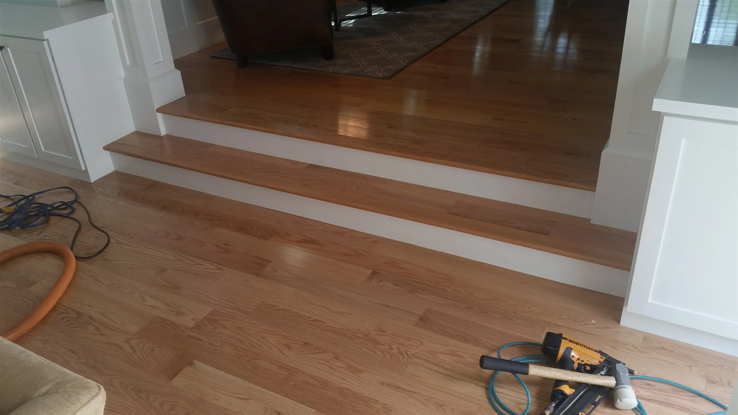 Hardwood floor and stair installation by All About Flooring, Derry NH