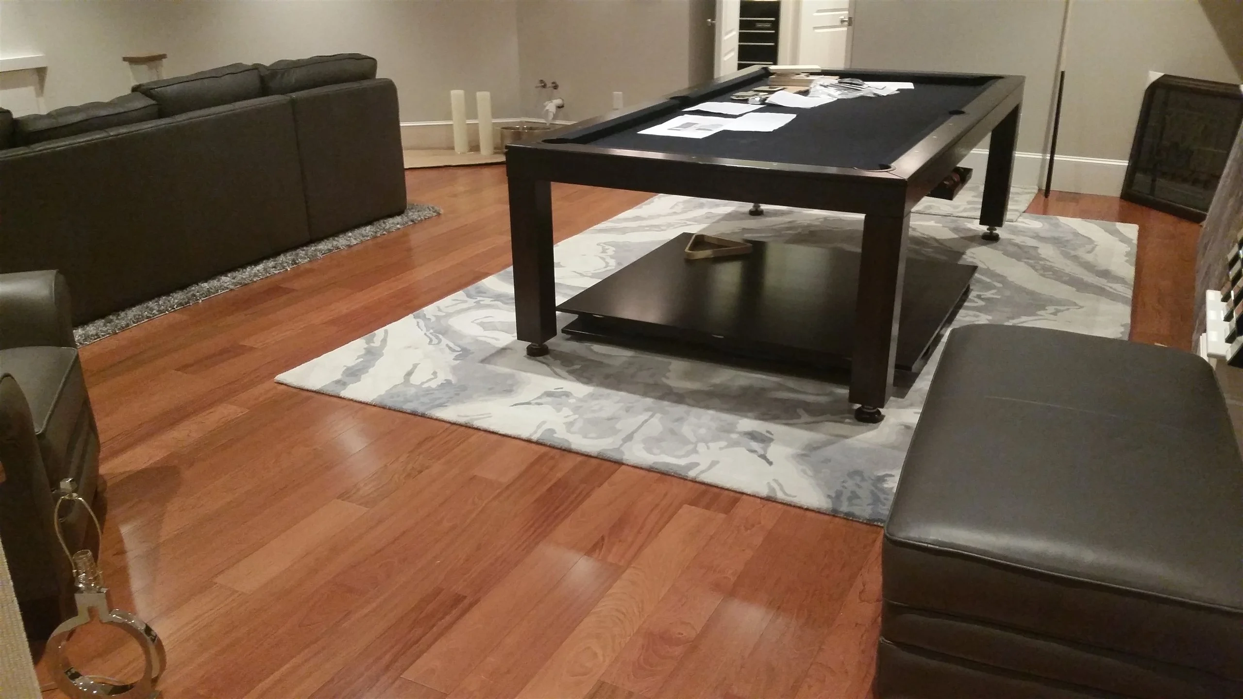 Hardwood floor in a finished living room