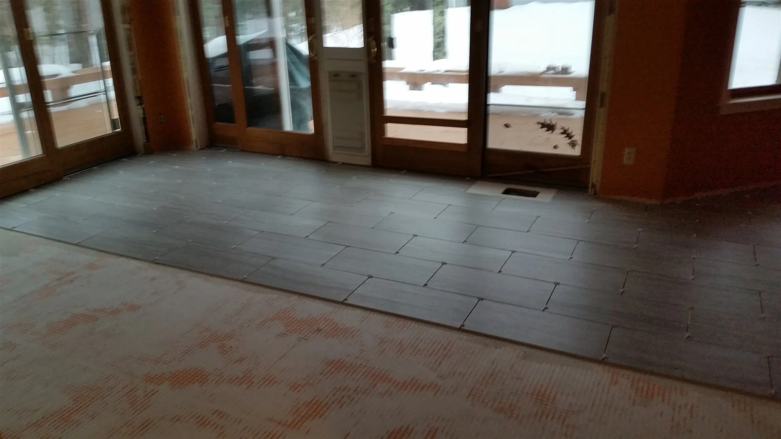Tile floor and wall installation by All About Flooring, Derry NH